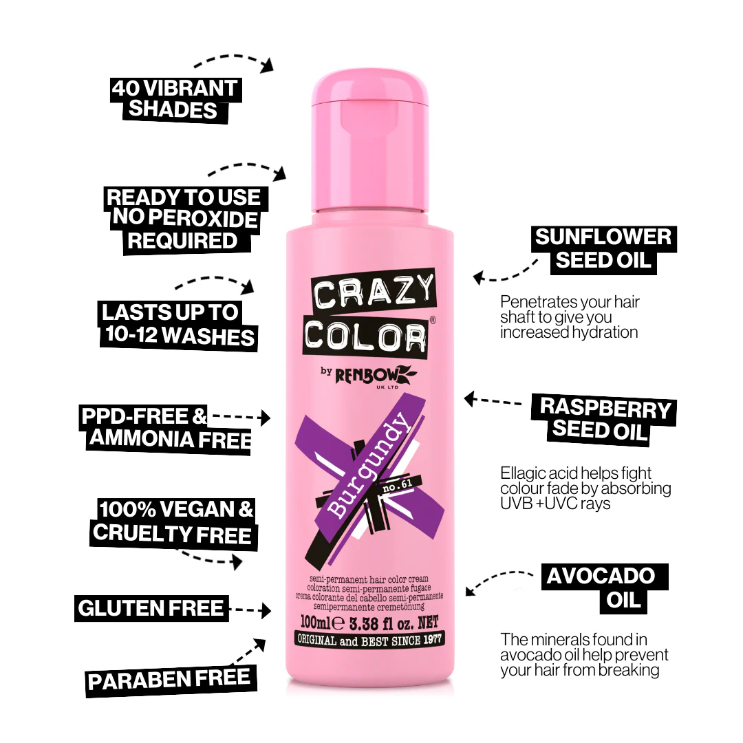 Burgundy Crazy Color 100ml - Image 2