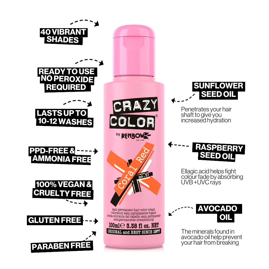 Coral Red Crazy Color 100ml - Image 2