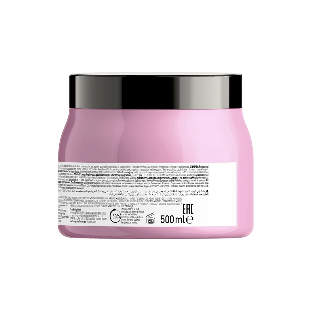 L'Oréal Serie Expert Liss Unlimited Smoothing Masque 500ml - Image 4