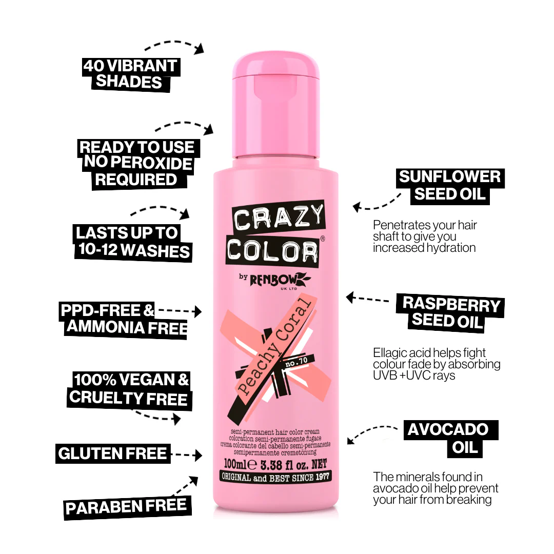 Peachy Coral Crazy Color 100ml - Image 2