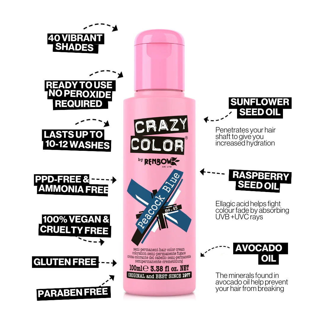Peacock Blue Crazy Color 100ml - Image 2